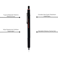 Rotring | 500 Versatil Kalem 0.5 mm Siyah, Metal Tutuşlu, Teknik Çizim İçin görseli
