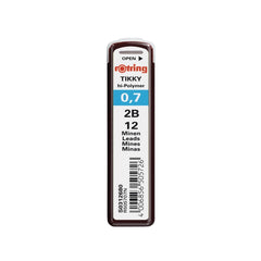 Rotring Min 0.7 mm 2B Kalem Ucu, Siyah, 12 Uçlu Kutu, Yüksek Polimer ana görseli