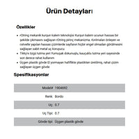 Rotring | Tikky Versatil Kalem, 0.7 mm Uç, Bordo, Ergonomik Tutuş, Dayanıklı Yapı görseli