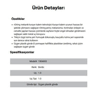 Rotring | Tikky Versatil Kalem, 0.9 mm Uç, Bordo, Ergonomik Tutuş, Dayanıklı Yapı görseli