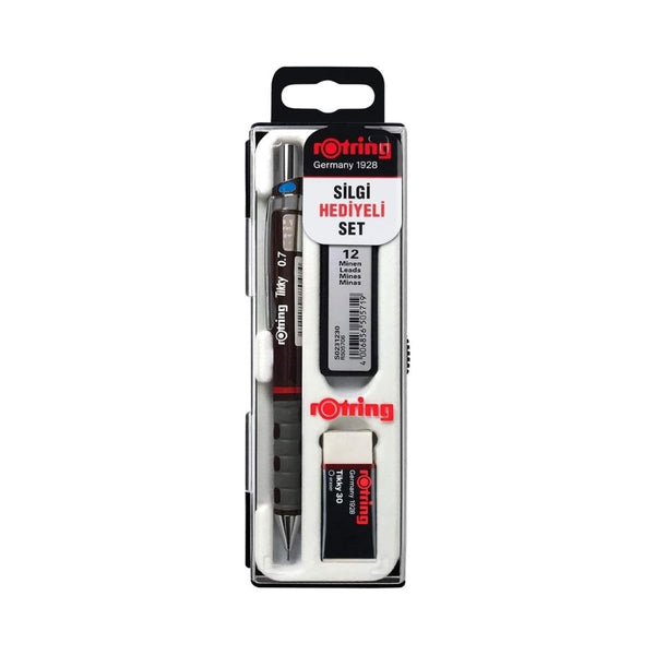 Rotring | Tikky Versatil Kalem Okul Seti, 0.7 mm Uç, Bordo, Silgi ve 12'li Uç Hediyeli ana görseli