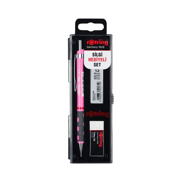 Rotring | Tikky Versatil Kalem Okul Seti, 0.7 mm Uç, Neon Pembe, Silgi ve 12'li Uç Hediyeli ana görseli