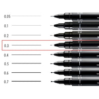 UNİ | Pin 200 Teknik Çizim Kalemi, 0.3 mm Uç, Siyah, Suya ve Solmaya Dayanıklı Pigment Mürekkep görseli