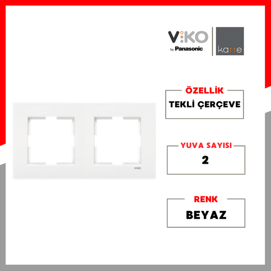 Viko | Karre Priz Çerçeve, İkili, Beyaz - Rodoplu Store