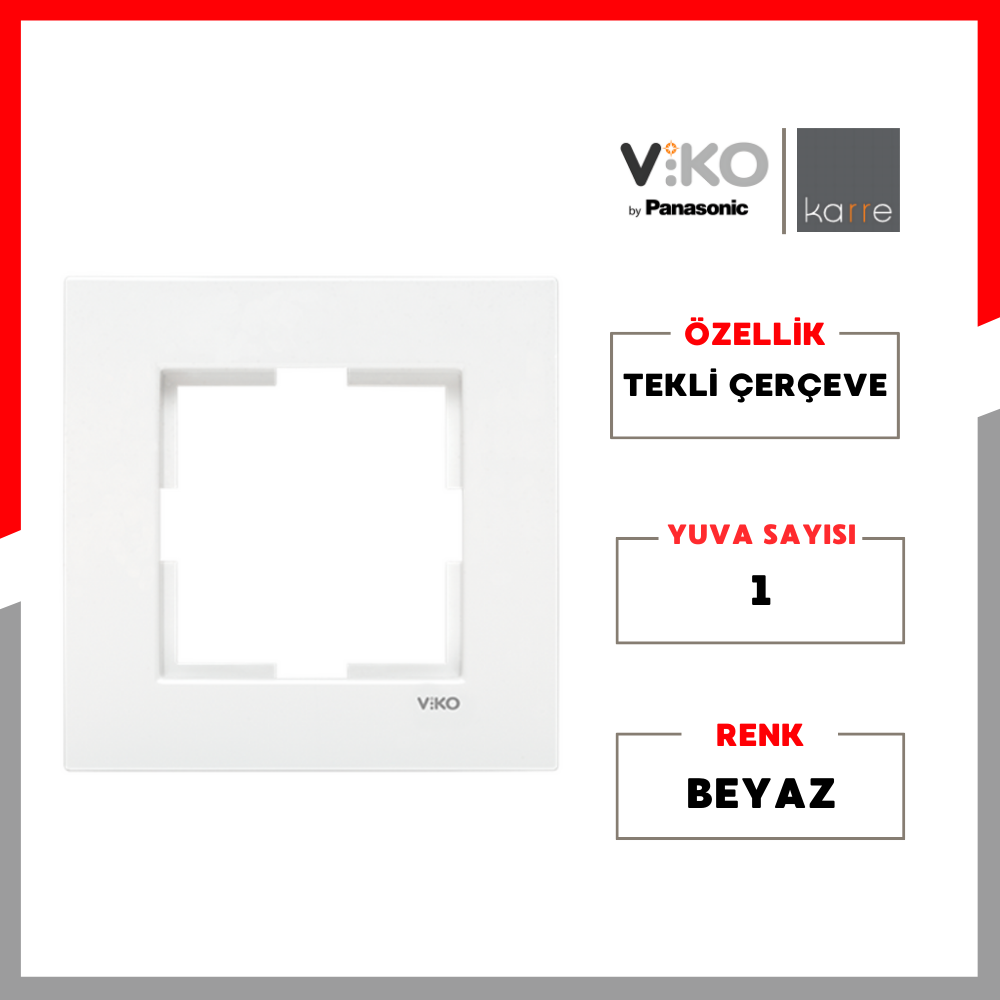 Viko | Karre Priz Çerçeve, Tekli, Beyaz - Rodoplu Store