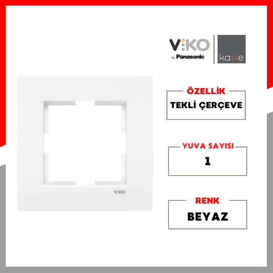 Viko | Karre Priz Çerçeve, Tekli, Beyaz - Rodoplu Store