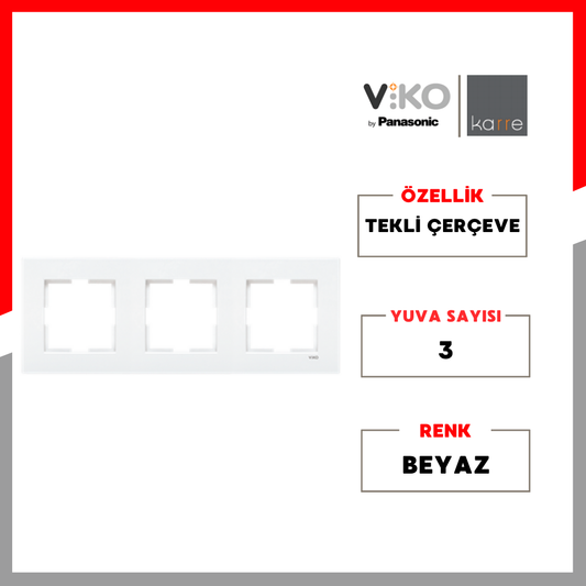 Viko | Karre Priz Çerçeve, Üçlü, Beyaz - Rodoplu Store