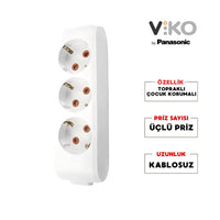 Üçlü Çoklu Priz – Topraklı, Çoçuk Korumalı, Kablosuz, Beyaz görseli
