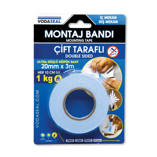 Vodaseal | Çift Taraflı Montaj Bandı, 20 mm, 3 m - Rodoplu Store