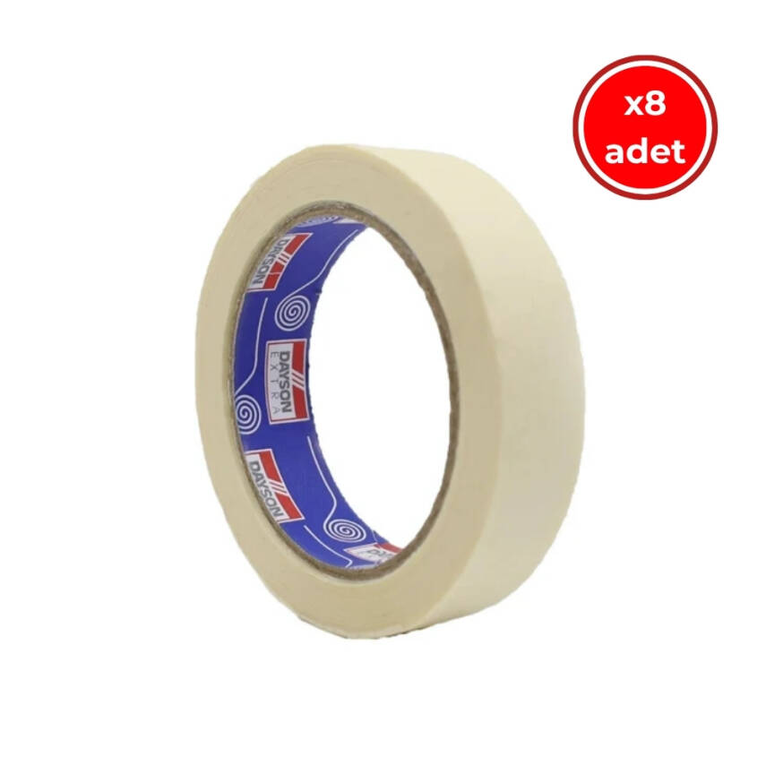 Dayson Extra Maskeleme Bandı, 8 Adet, 36 mm 35 m, Beyaz, İz Bırakmaz - 1