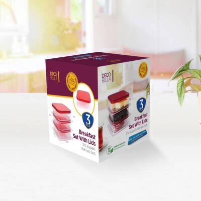 Decobella 3'lü Kapaklı Kahvaltı Seti, Şık ve Pratik Sunum, Dayanıklı - 4