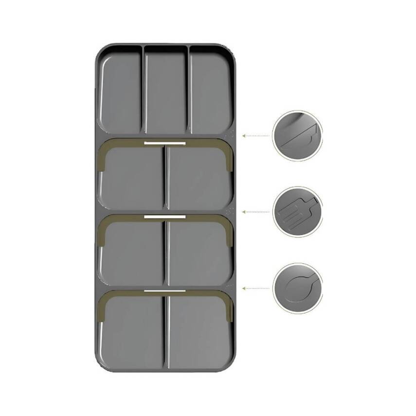 Decobella 9 Bölmeli Çekmece Kaşıklık, Rampalı, Yer Tasarruflu Tasarım - 5