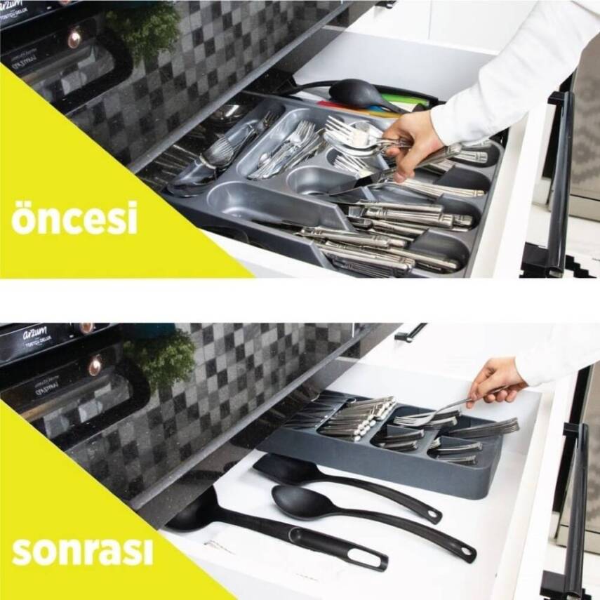 Decobella 9 Bölmeli Çekmece Kaşıklık, Rampalı, Yer Tasarruflu Tasarım - 7