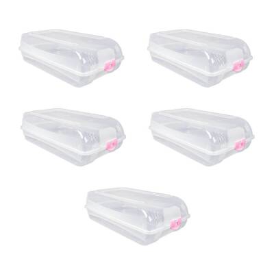 Decobella Ayakkabı Koruma Kutusu, 5 Adet, İstiflenebilir, Pembe - 2