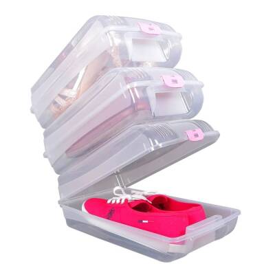 Decobella Ayakkabı Koruma Kutusu, İstiflenebilir, Koku Yapmaz, Pembe - 2