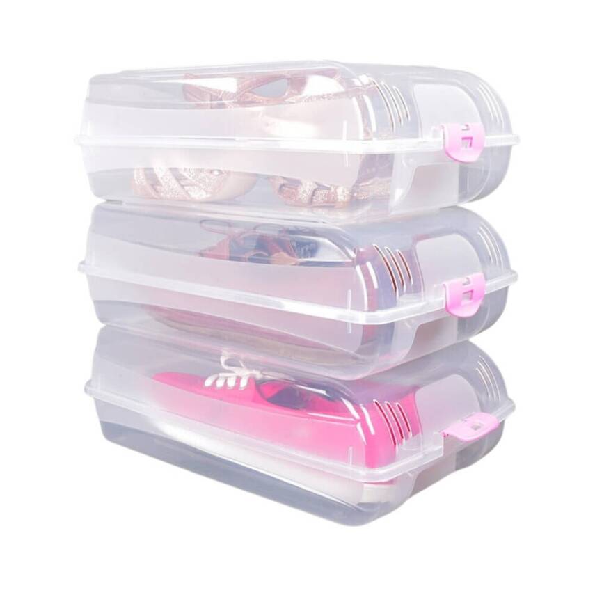 Decobella Ayakkabı Koruma Kutusu, İstiflenebilir, Koku Yapmaz, Pembe - 3