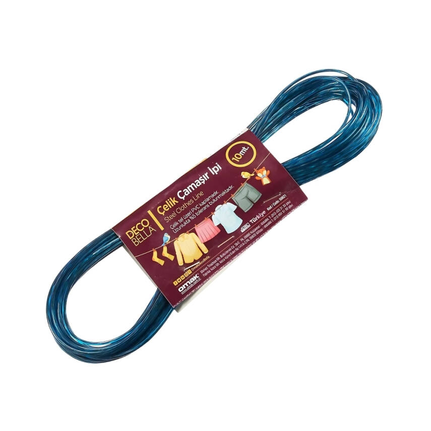 Decobella Çelik Çamaşır İpi, PVC Kaplamalı, Sağlam, 10 Metre Uzunluk - 1