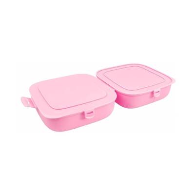 Decobella Çift Kapaklı Beslenme Kabı, Pembe, Sızdırmaz, Pratik Tasarım - 2