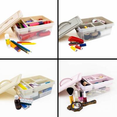 Decobella Çok Amaçlı Düzenleyici Kutu, Kilitli Kapak Organizer, Beyaz - 3