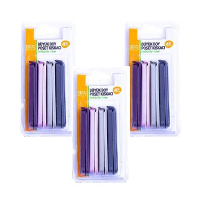 Decobella Geniş Poşet Kıskacı, 4’lü, 3 Adet, Pratik ve Sızdırmaz - 3