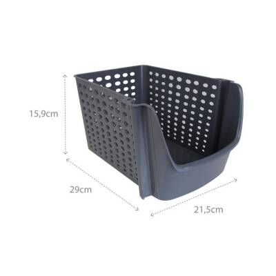 Decobella İstiflenebilir Geniş Düzenleyici Sepet, Siyah, Şık Tasarım - 2