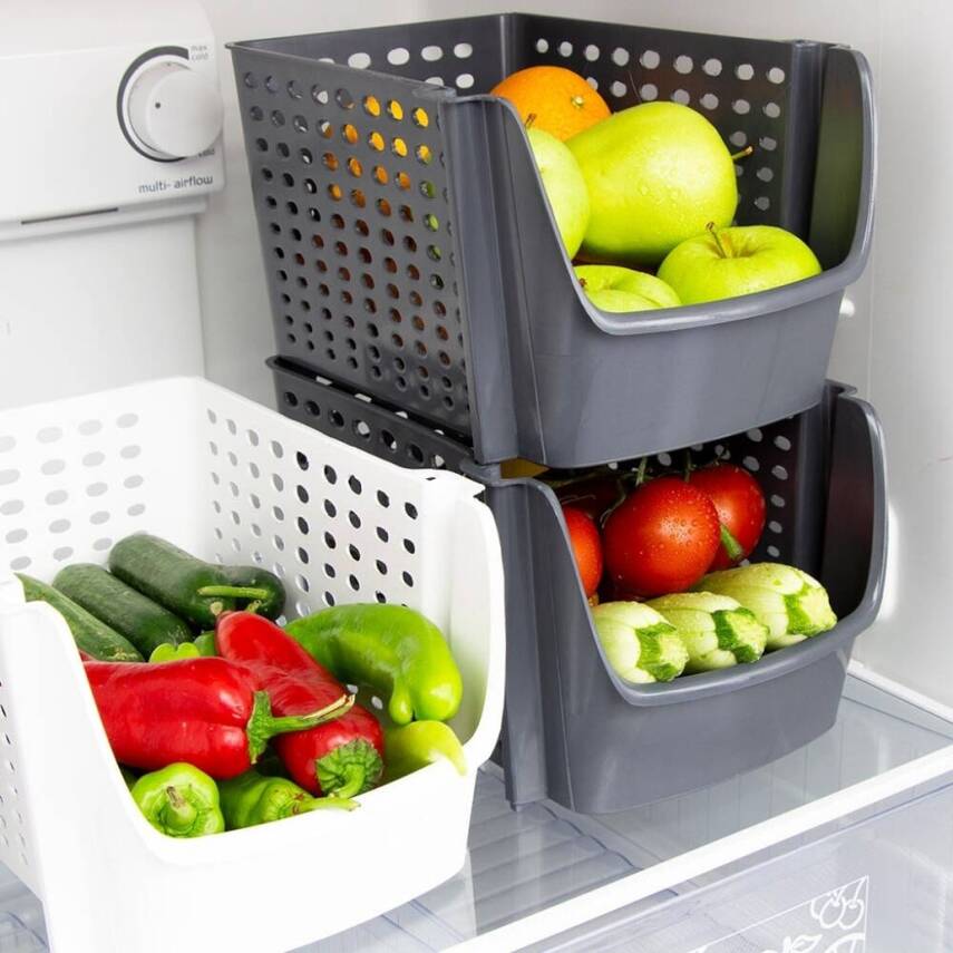 Decobella İstiflenebilir Geniş Düzenleyici Sepet, Siyah, Şık Tasarım - 5