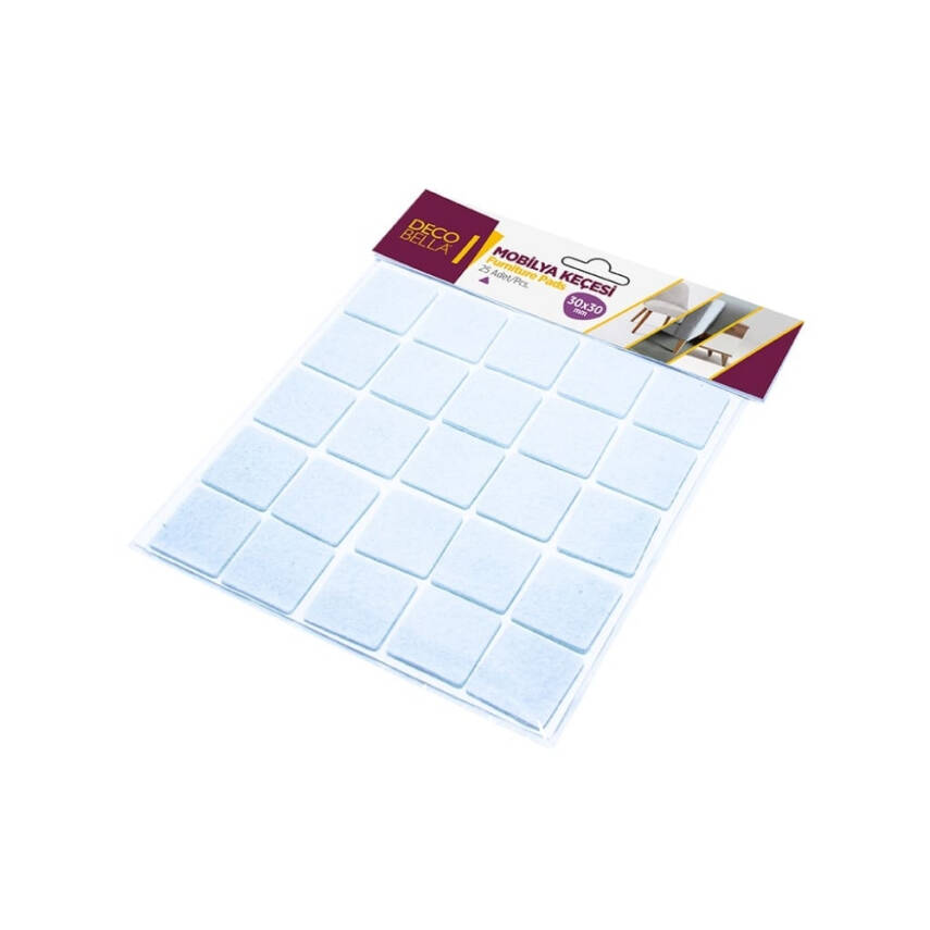 Decobella Kare Keçe 30x30 mm, Mobilya Koruyucu ve Kaydırmaz Tasarım - 1