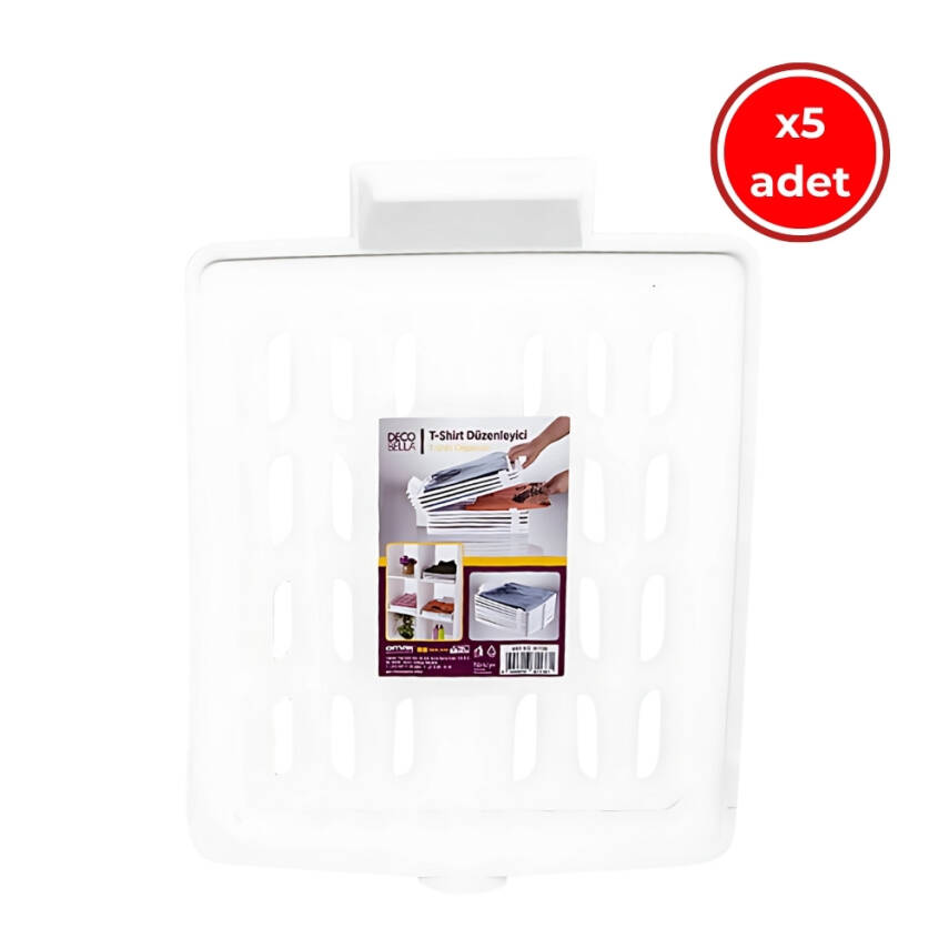 Decobella T-Shirt Düzenleyici, 5 Adet, Beyaz, Kırışıklık Önleyici - 1