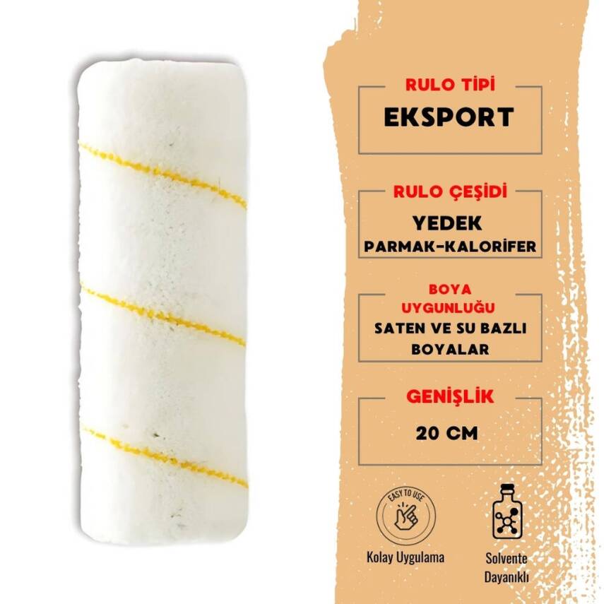Dekor Eksport Boya Rulosu Yedeği, 20 cm, Dayanıklı ve Kolay Kullanım - 1