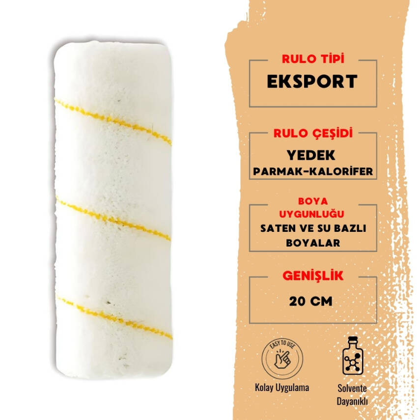 Dekor Eksport Boya Rulosu Yedeği, 20 cm, Dayanıklı ve Kolay Kullanım - 1