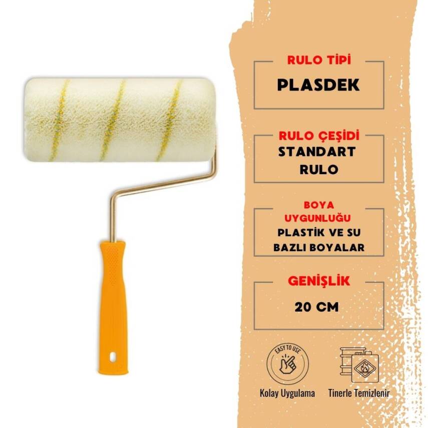 Dekor Plasdek Boya Rulosu, 20 cm, Dayanıklı ve Kolay Uygulama - 1