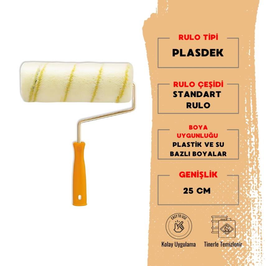 Dekor Plasdek Boya Rulosu, 25 cm, Dayanıklı ve Kolay Uygulama - 1