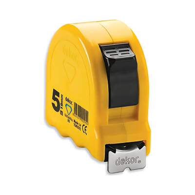 Dekor Şerit Metre, 5 m 19 mm, Sarı, Dayanıklı ve Kolay Kullanım - Dekor