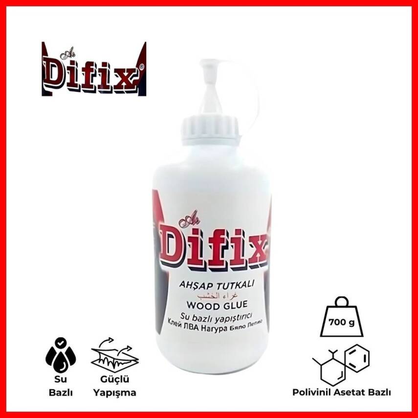 Difix Ahşap Tutkalı, Su Bazlı Yapıştırıcı, 700 gr, Güçlü ve Dayanıklı - 1
