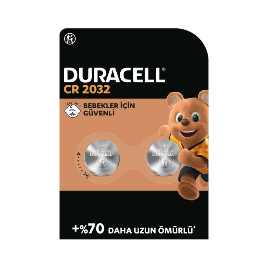 Duracell 3V Lityum Düğme Pil, 2'li, CR2032 - Uzun Ömürlü Güvenlik - 1
