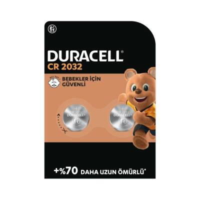 Duracell 3V Lityum Düğme Pil, 2'li, CR2032 - Uzun Ömürlü Güvenlik - Duracell