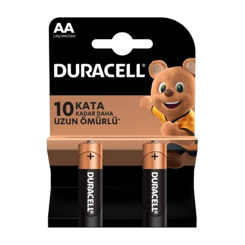 Duracell AA Alkalin Kalem Pil, 2'li, Uzun Ömürlü ve Dayanıklı Güç - 1