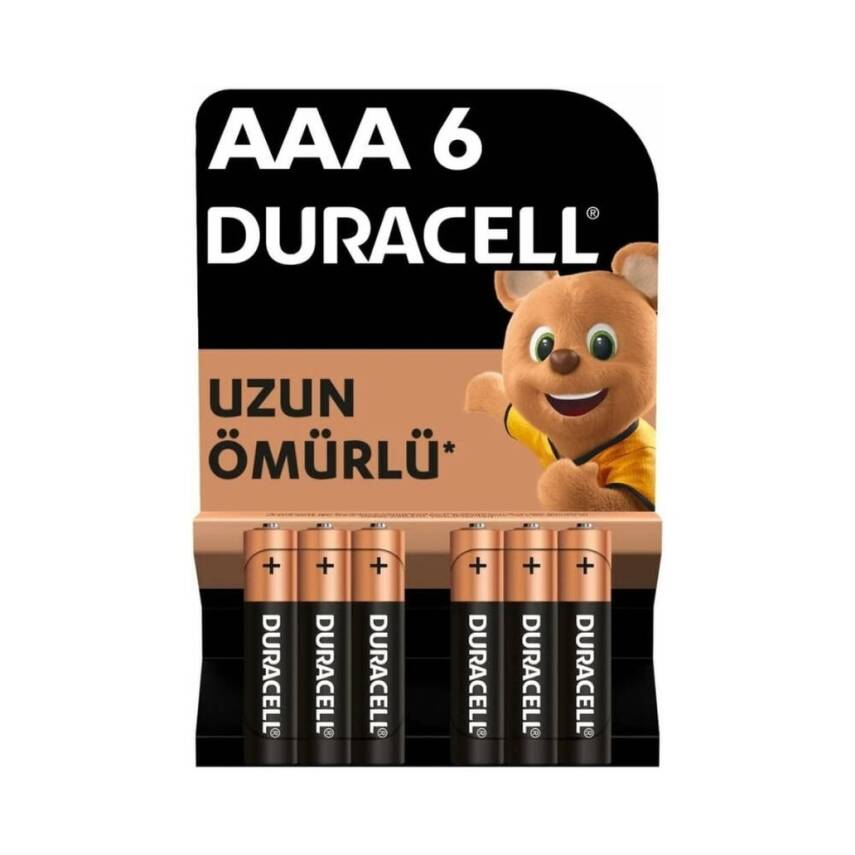 Duracell AAA İnce Alkalin Kalem Pil, 6'lı, Uzun Ömürlü ve Dayanıklı - 1