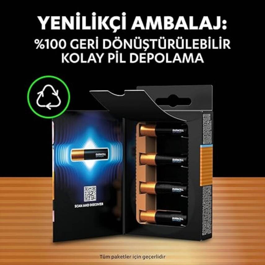 Duracell Optimum AAA Alkalin İnce Kalem Pil, 1.5V 4'lü, Uzun Ömürlü - 4