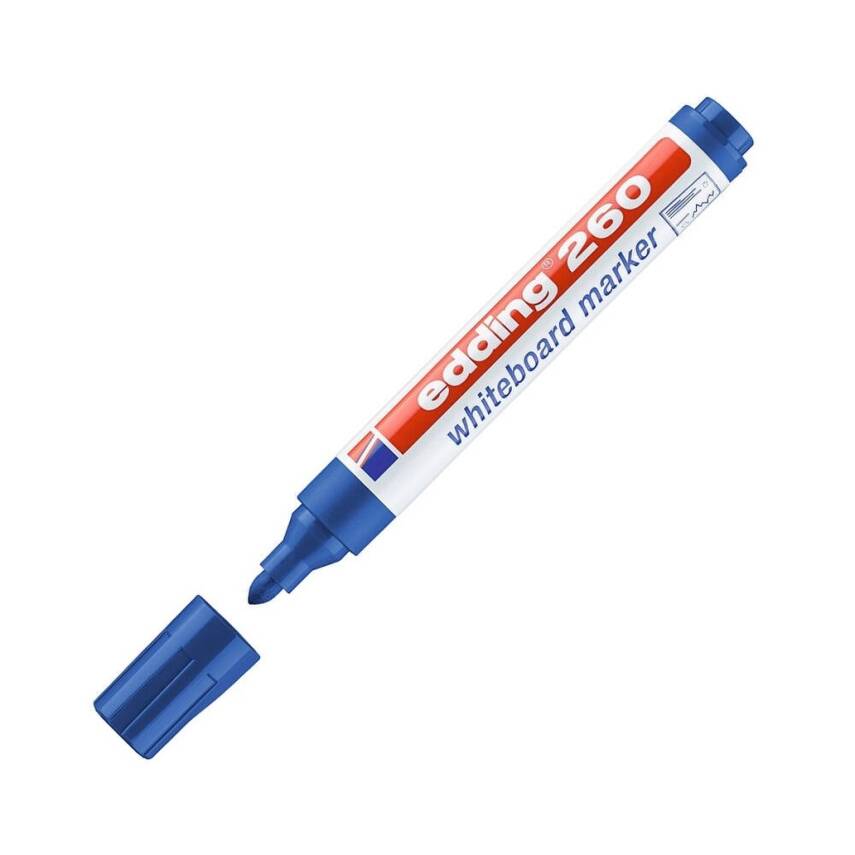 Edding E-260 Beyaz Tahta Kalemi , 1.5-3 mm, Yuvarlak Uçlu, Mavi - 1