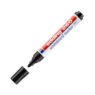 Edding Beyaz Tahta Kalemi E-260, 1.5-3 mm, Yuvarlak Uçlu, Siyah - 1