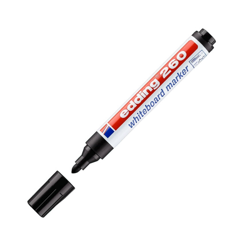 Edding Beyaz Tahta Kalemi E-260, 1.5-3 mm, Yuvarlak Uçlu, Siyah - 1
