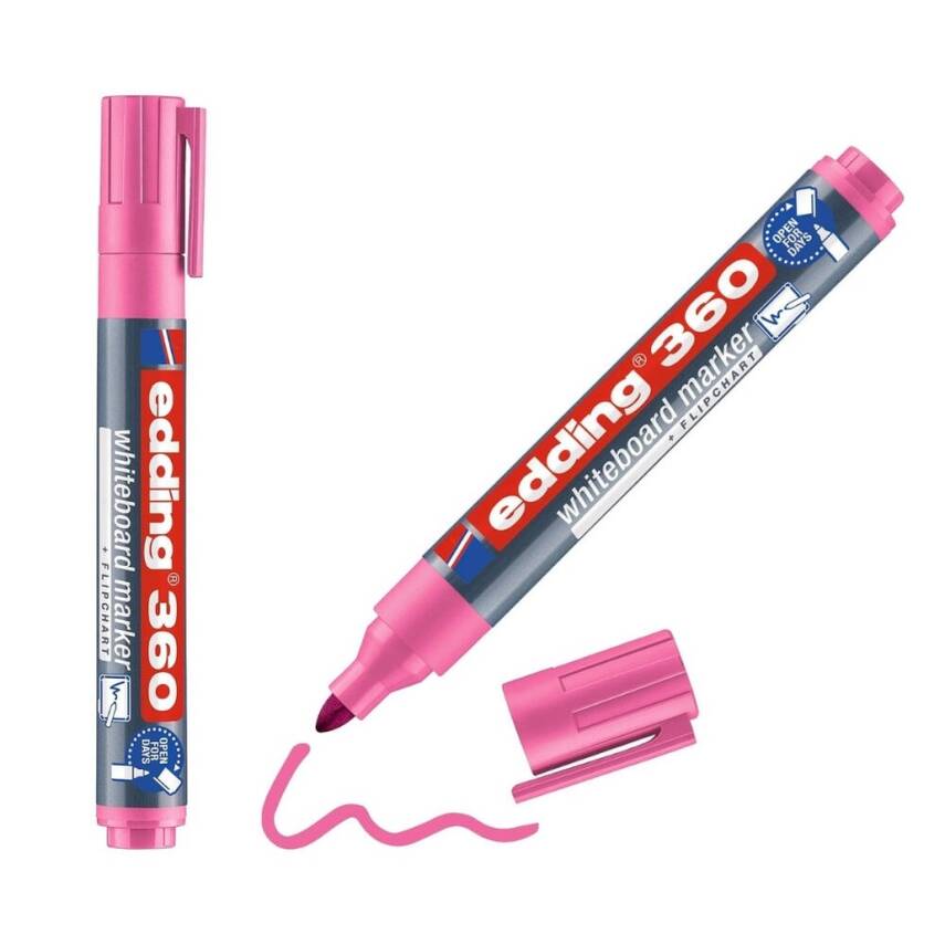 Edding E-360 Cap Off Beyaz Tahta Kalemi, Yuvarlak 1,5-3 mm Uç, Pembe - 2