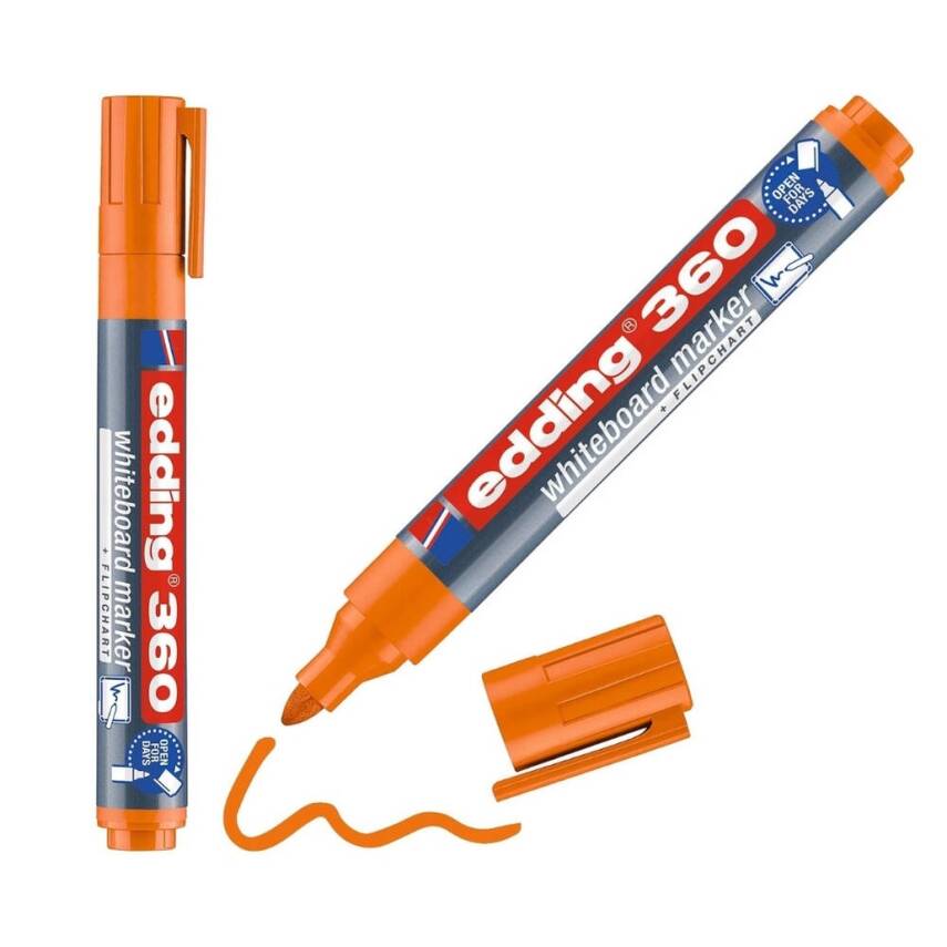Edding E-360 Cap Off Beyaz Tahta Kalemi, Yuvarlak 1,5-3 mm Uç, Turuncu - 2