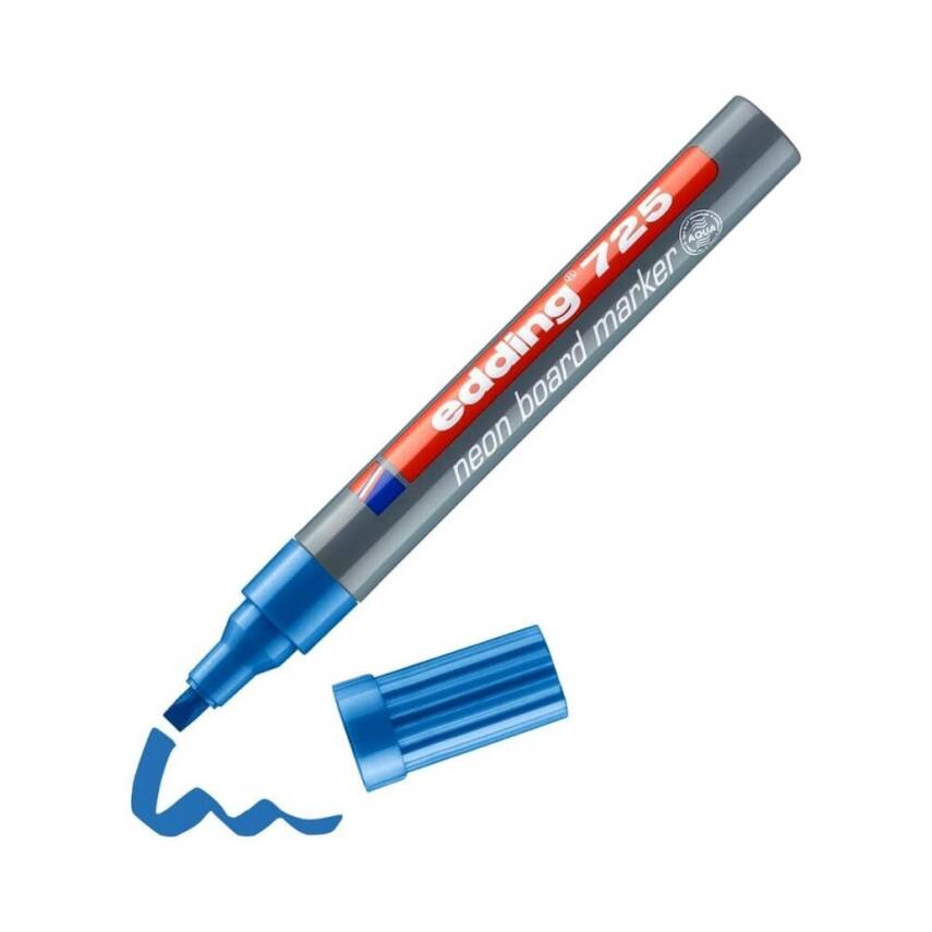 Edding E-725 Beyaz Tahta Kalemi, 2-5 mm, Fosforlu Mavi - 2