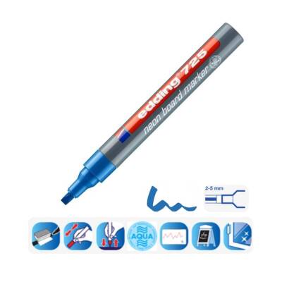 Edding E-725 Beyaz Tahta Kalemi, 2-5 mm, Fosforlu Mavi - 3