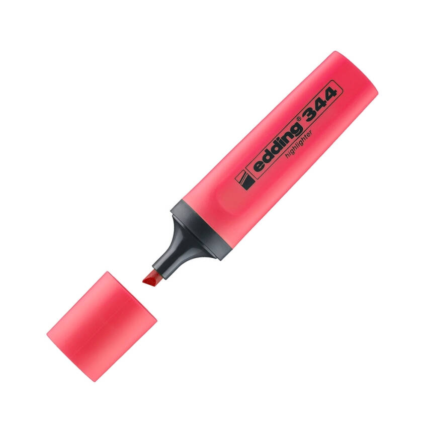 Edding Fosforlu Kalem E-344, Kırmızı(Nar Çiçeği), 2-5 mm, Kesik Uçlu - 1