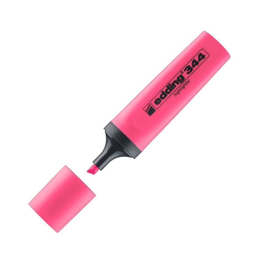 Edding E-344 Fosforlu Kalem, 2-5 mm, Kesik Uçlu, Doldurulabilir, Pembe - 1