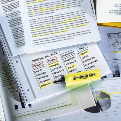 Edding E-344 Fosforlu Kalem, 2-5 mm, Kesik Uçlu, Doldurulabilir, Sarı - 5