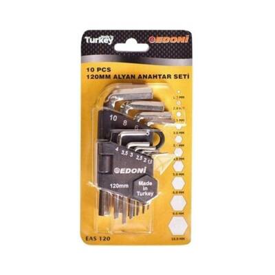Edoni 10'lu Alyan Anahtar Takımı, Çelik, Krom Renk, Dayanıklı Yapı - Edoni